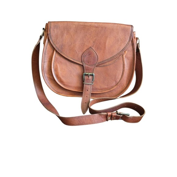 Handbags - Vintage Leather Purse Satchel And Fable Saddle Medium Messenger Crossbody Brown